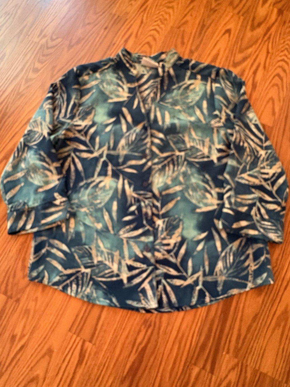 Alfred Dunner Women’s Size 12 Blue Green Button Down Shirt